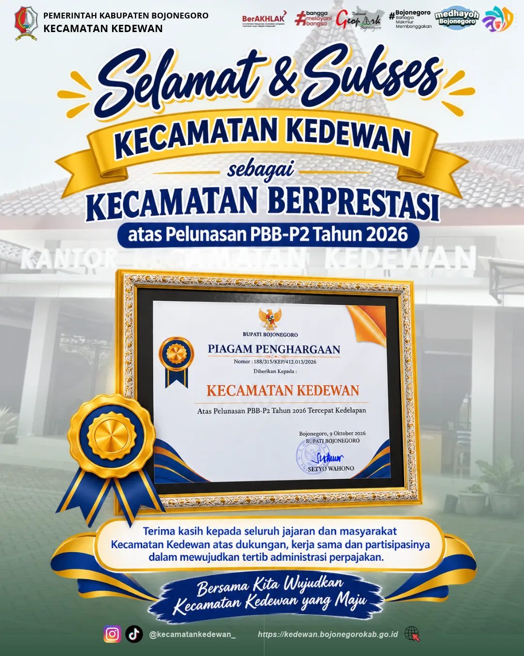 TERIMA KASIH DAN APRESIASI KEPADA MASYARAKAT KECAMATAN KEDEWAN