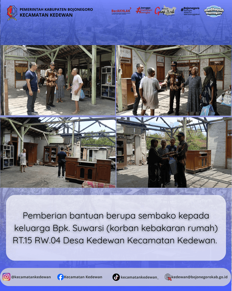 Pemberian Bantuan Korban Kebakaran Rumah di Desa Kedewan