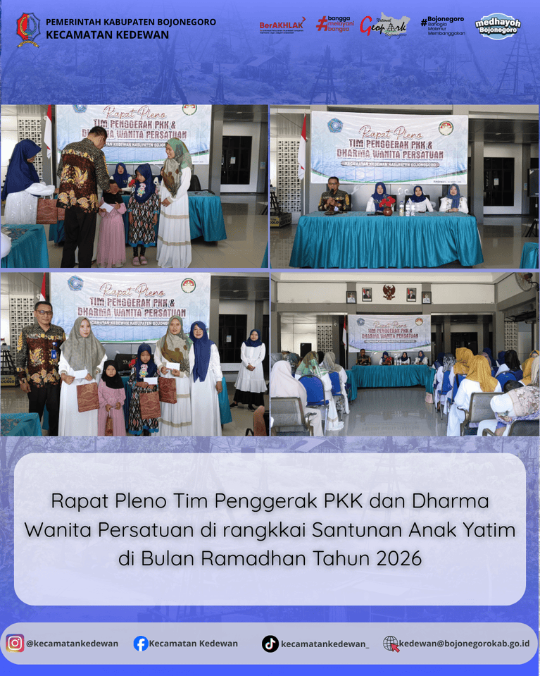 Rapat Pleno TP PKK dirangkai santunan kepada anak yatim
