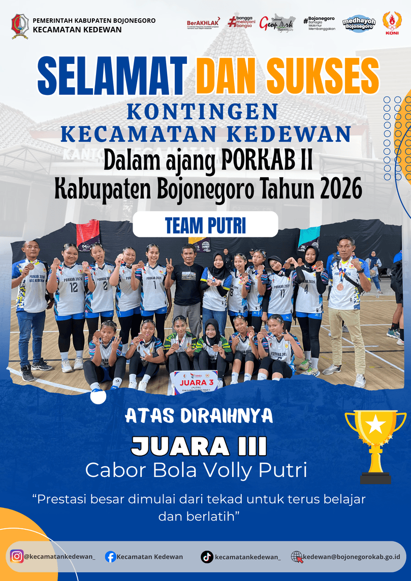 Juara III Cabang Olahraga Bola Voli Putri