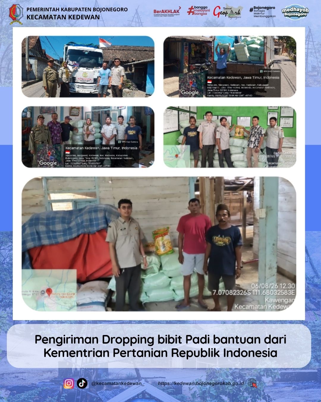Pengiriman Dropping bibit Padi bantuan dari Kementrian Pertanian Republik Indonesia