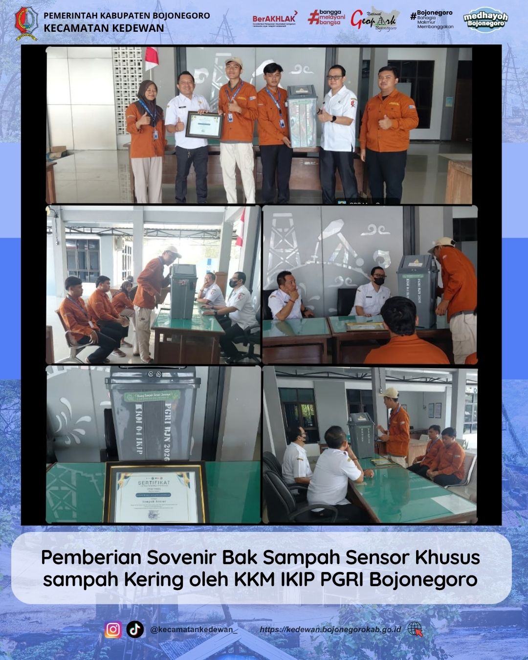 pemberian suvenir berupa bak sampah sensor khusus untuk sampah kering
